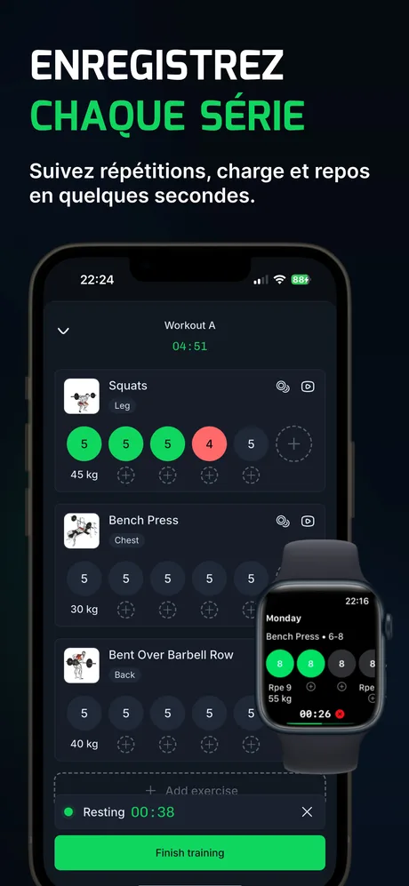WLog Carnet de Musculation app screenshot